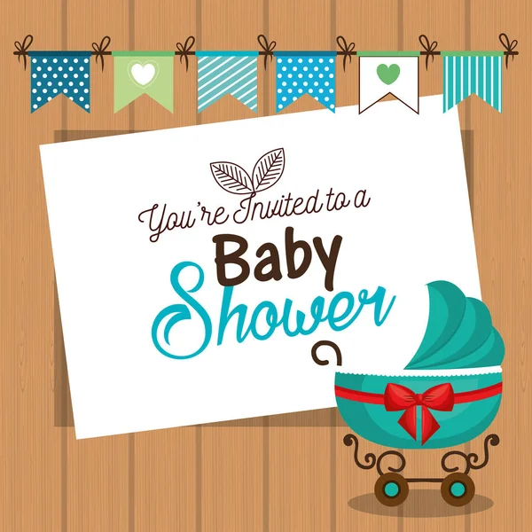 Baby shower inbjudan kort — Stock vektor