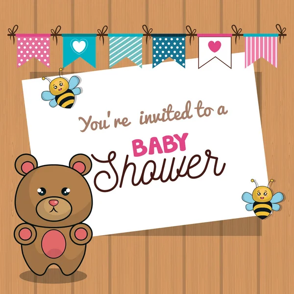 Baby shower inbjudan kort — Stock vektor