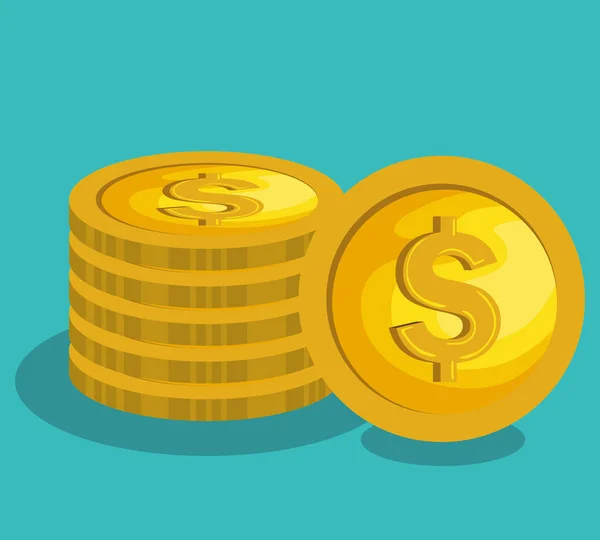 Geld munten geïsoleerde pictogram — Stockvector