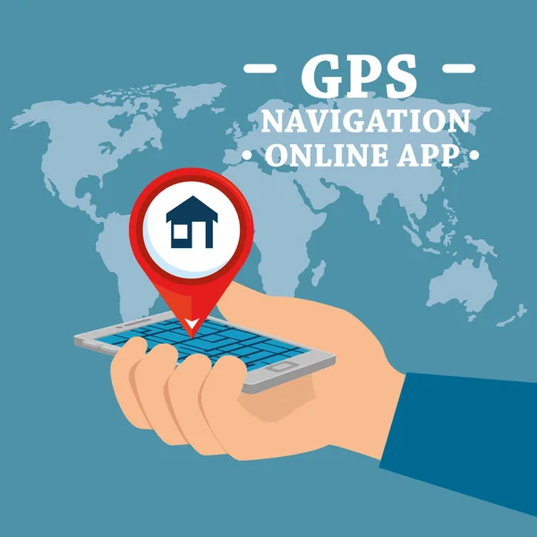 Smartphone mit GPS-Navigations-App — Stockvektor