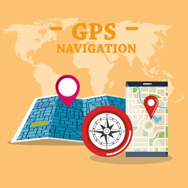 Smartphone com aplicativo de navegação gps —  Vetores de Stock