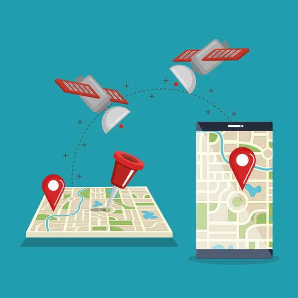 Smartphone avec application de navigation GPS — Image vectorielle