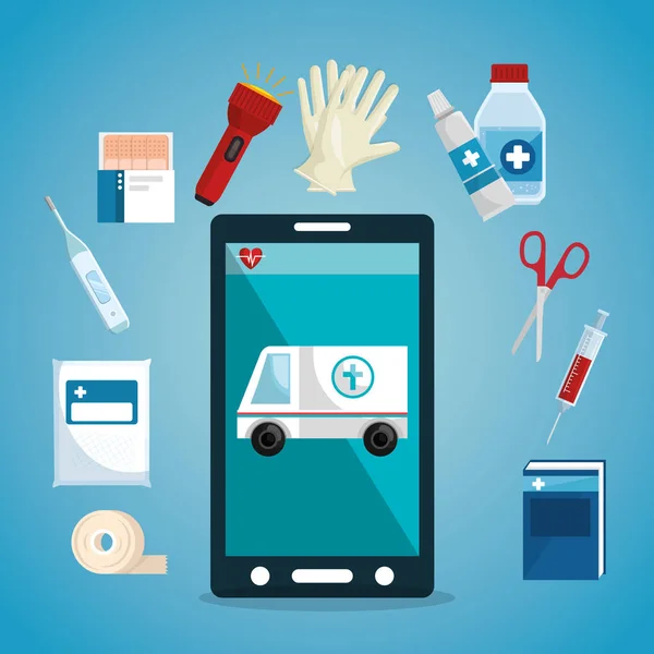Sağlık Hizmetleri uygulaması ile Smartphone — Stok Vektör