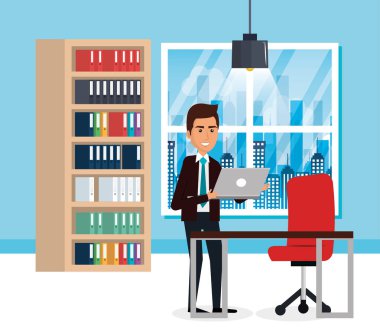 office sahnesinde zarif işadamı