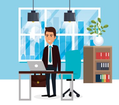 office sahnesinde zarif işadamı