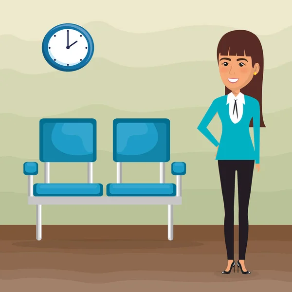 Elegant businesswoman in the waiting room — Stock Vector