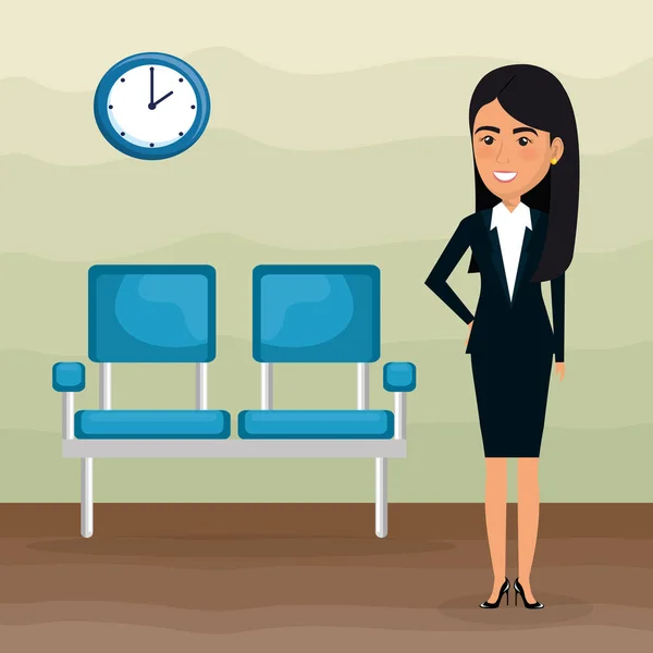Elegant businesswoman in the waiting room — Stock Vector