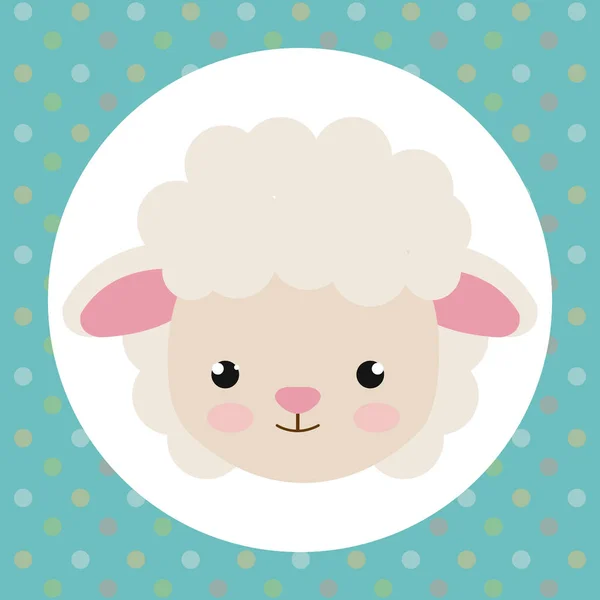 かわいい羊の頭柔らかい文字 — ストックベクタ