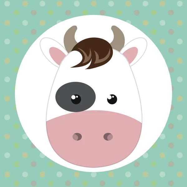 Carino mucca testa tenero carattere — Vettoriale Stock