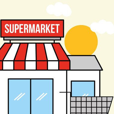alışveriş sepeti ile süpermarket cephe