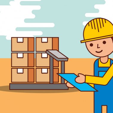 ölçekte karton kutular ile lojistik adam