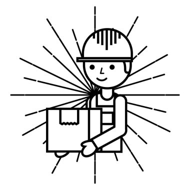 karton kutu amblemi tarzı ile lojistik teslimatçı