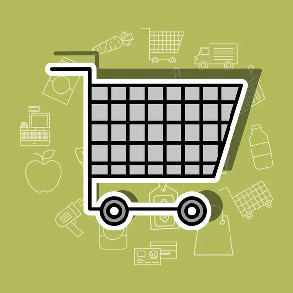 Shopping cart supermarkt handel afbeelding — Stockvector