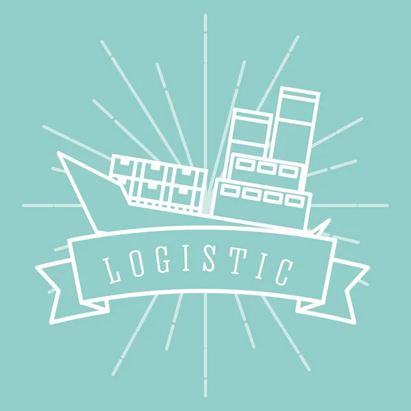 Logistiska cargo fartyget behållare emblem stil — Stock vektor