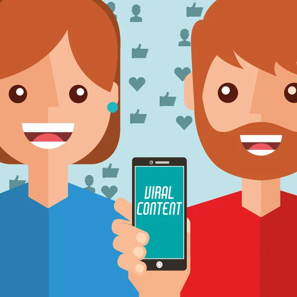 man and woman smartphone viral content