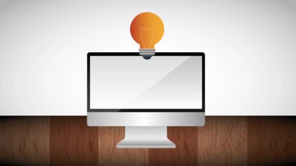 bulbe écran ordinateur idée trophée et drapeau démarrage 