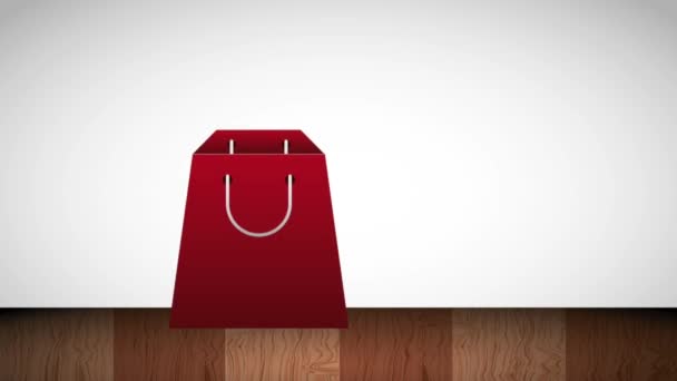 ショッピング ペーパー バッグ、ギフト ボックスの商業 — ストック動画