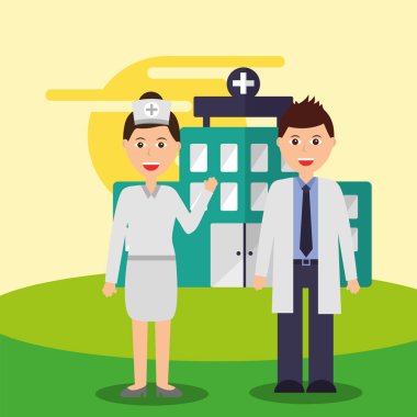 Hemşire ve doktor tıbbi ekip hastane personel