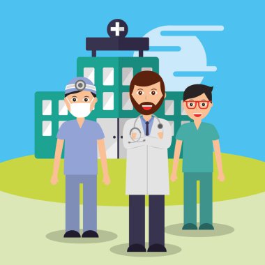 Doktor hemşire ve cerrah personel sağlık ekibi hastane