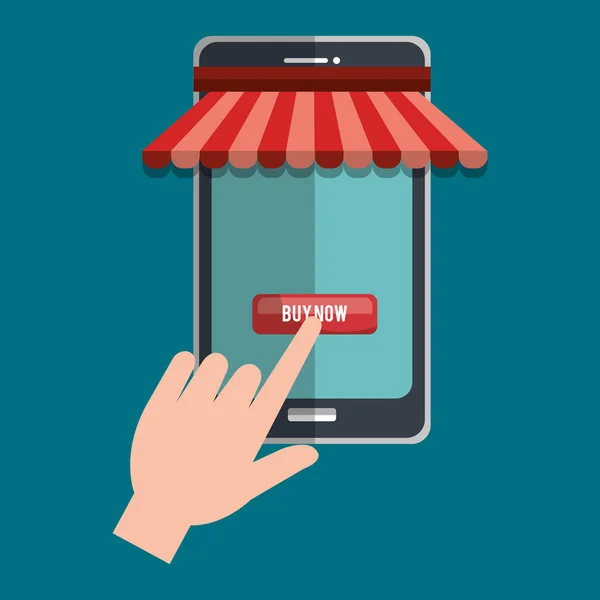 Compras en línea con Smartphone — Vector de stock