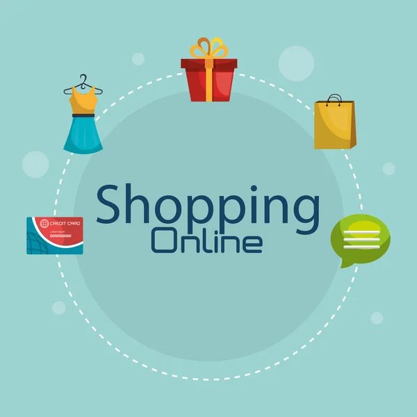 Online-Shopping setzt Symbole — Stockvektor