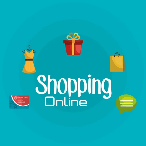 Shopping online set icons — Stock Vector