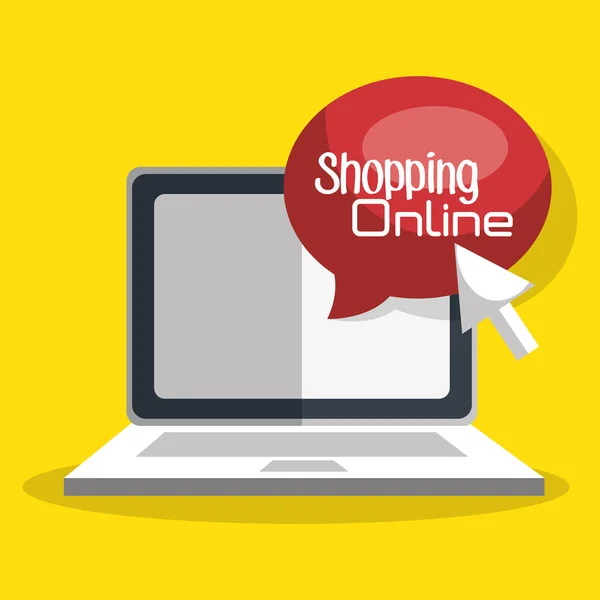 Покупки онлайн с ноутбуком — стоковый вектор