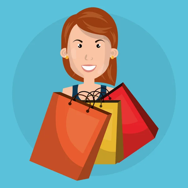 Mujer con bolsas de compras — Archivo Imágenes Vectoriales