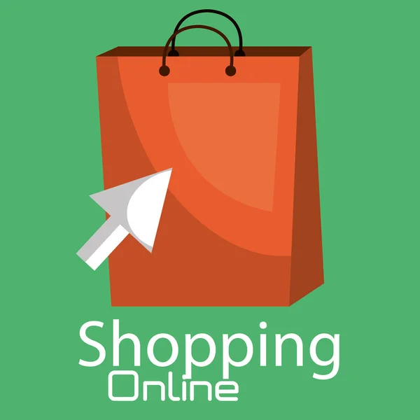 Shopping online with bag — Stock Vector