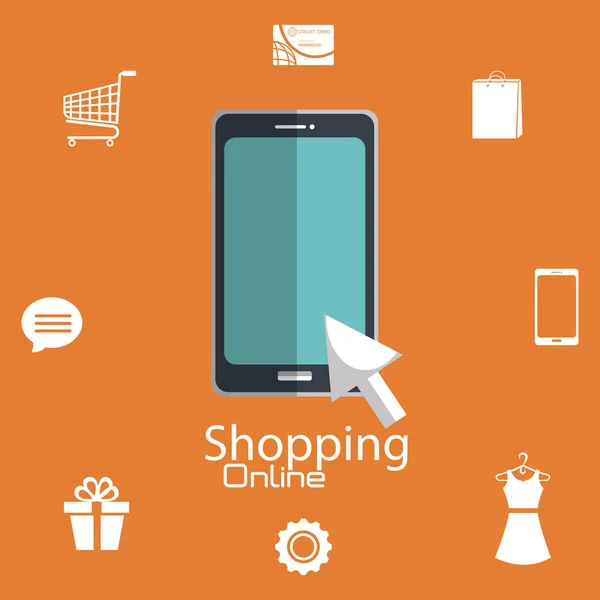 Online-Shopping mit dem Smartphone — Stockvektor