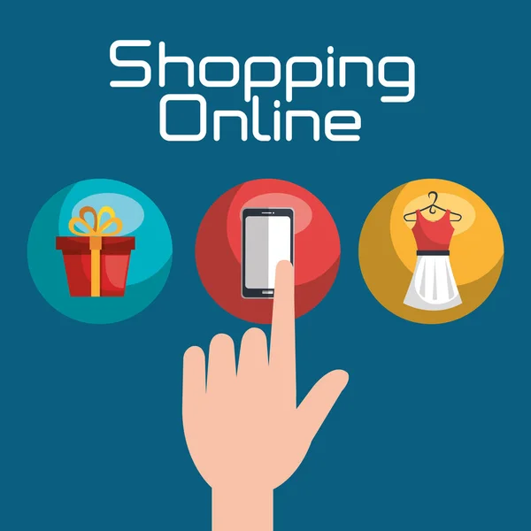 Online-Shopping setzt Symbole — Stockvektor