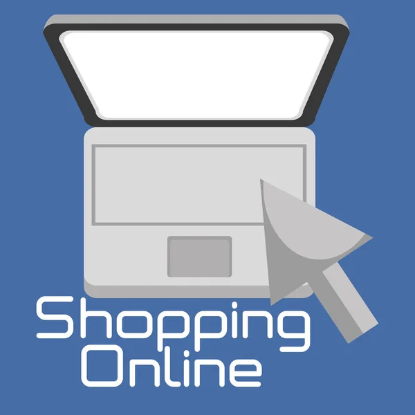 Compras on-line com computador portátil — Vetor de Stock
