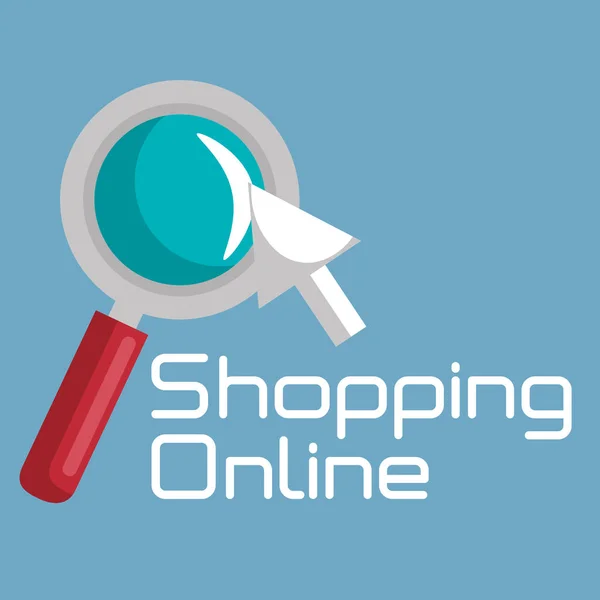 Büyüteç ile online alışveriş — Stok Vektör