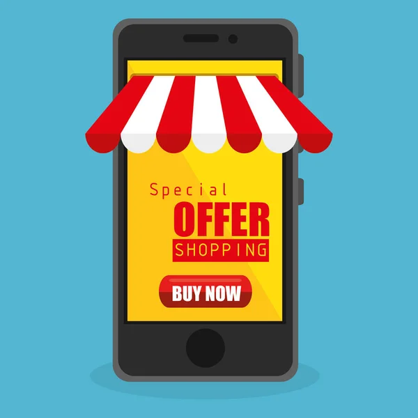 Shopping en ligne avec Smartphone — Image vectorielle