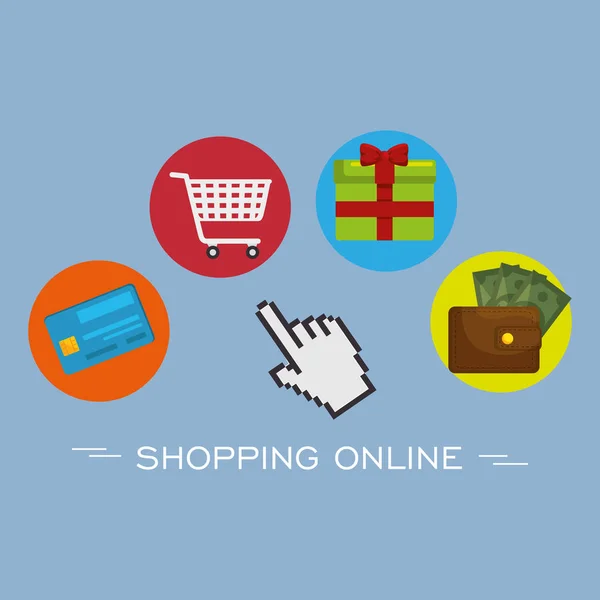 Иконки покупок онлайн — стоковый вектор