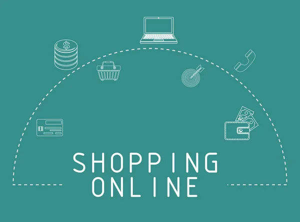 Online-Shopping setzt Symbole — Stockvektor