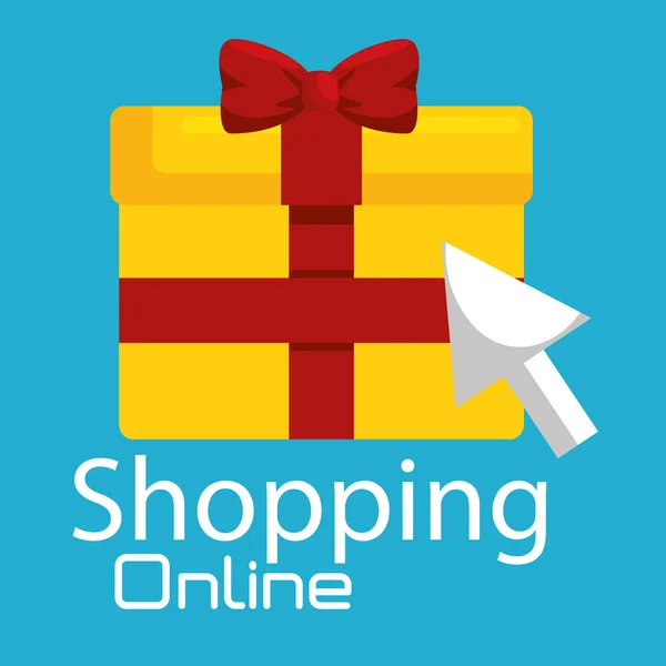 Shopping online con confezione regalo — Vettoriale Stock