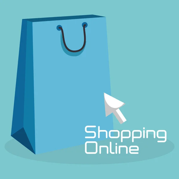 Shopping online with bag — Stock Vector