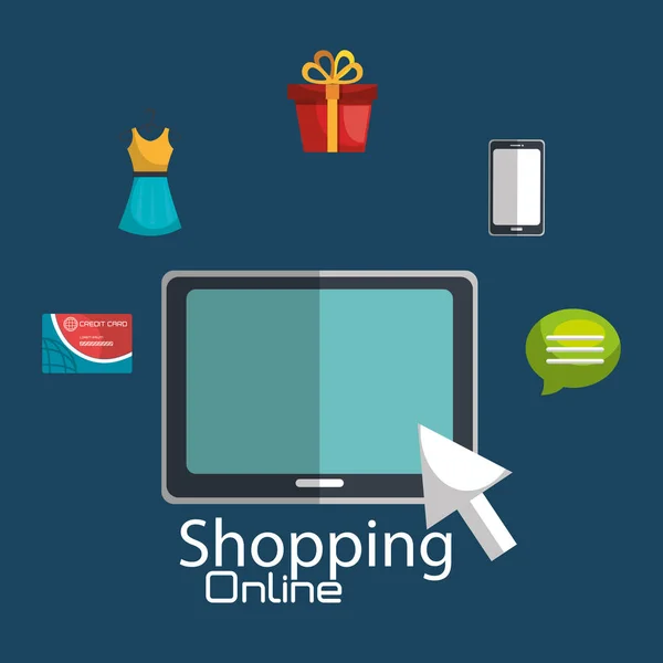 Online-Shopping mit Tablet — Stockvektor