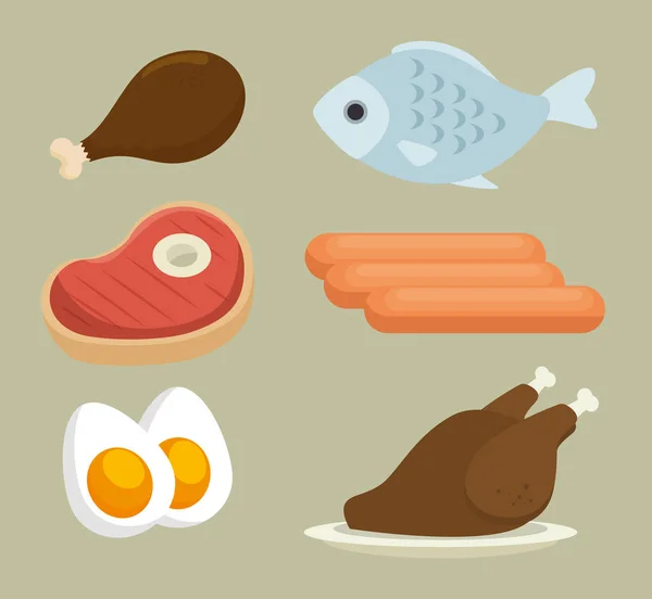 Grupo de iconos de alimentos nutritivos — Vector de stock