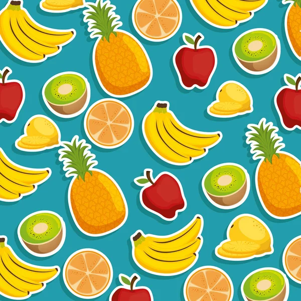 Fruits and vegetables group pattern — Stock Vector