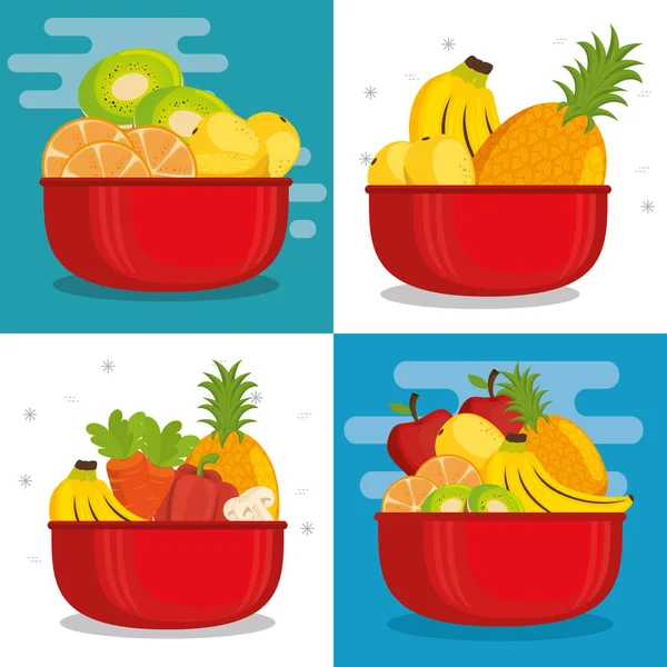 Groupe des fruits et légumes — Image vectorielle