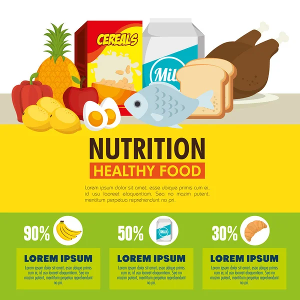 Grupo de alimento nutritivo infográfico — Vetor de Stock