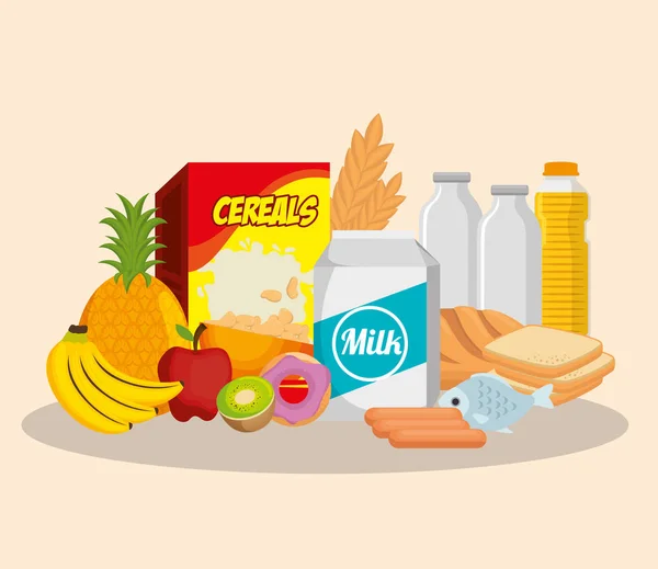 Groupe d'icônes alimentaires nutritives — Image vectorielle