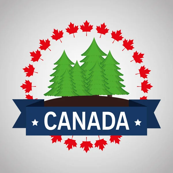 Champ de forêt de pins cadre canadien — Image vectorielle