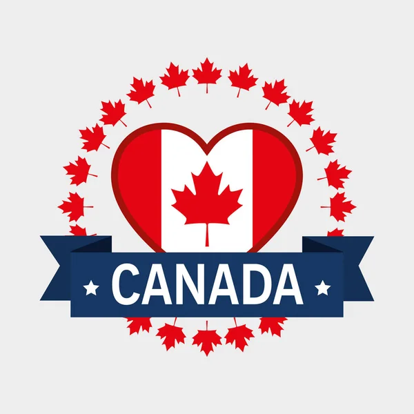 Vlajka Kanada s tvar srdce — Stockový vektor