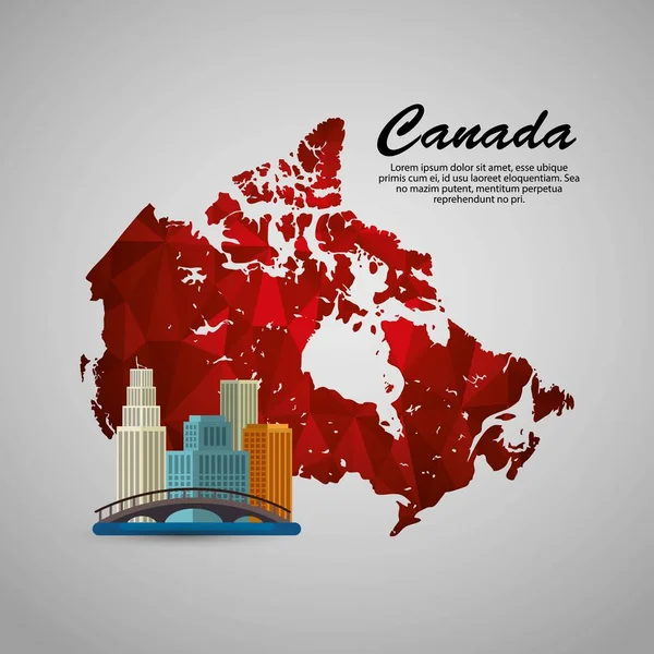 Paisaje urbano canadiense escena y mapa — Archivo Imágenes Vectoriales