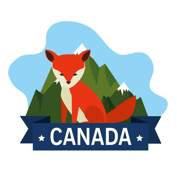 Canadese volpe scena icona — Vettoriale Stock