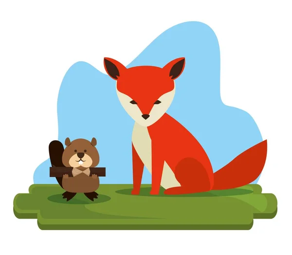 Pictogram van de scène van de Canadese fox — Stockvector