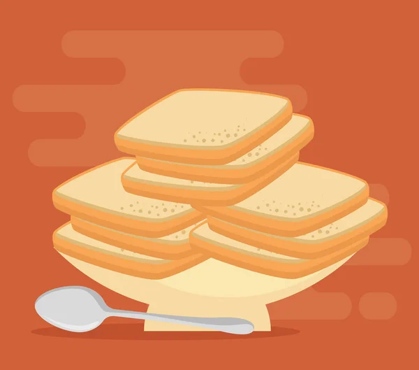 Pastelería panadería alimentos nutritivos — Vector de stock
